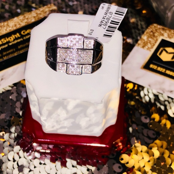 Real diamond men ring custom made w/ SI diamonds classy NOT CZ or fake stones - Picture 8 of 8